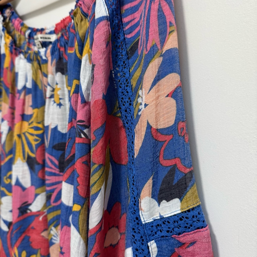 Zac & Rachel Floral Flowy Boho Peasant Top 3X - Picture 4 of 14
